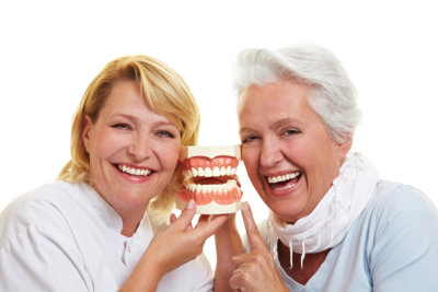 two elderly smiling