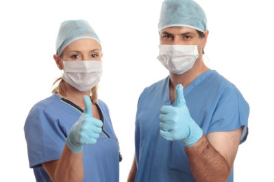 two nurses having a thumbs up